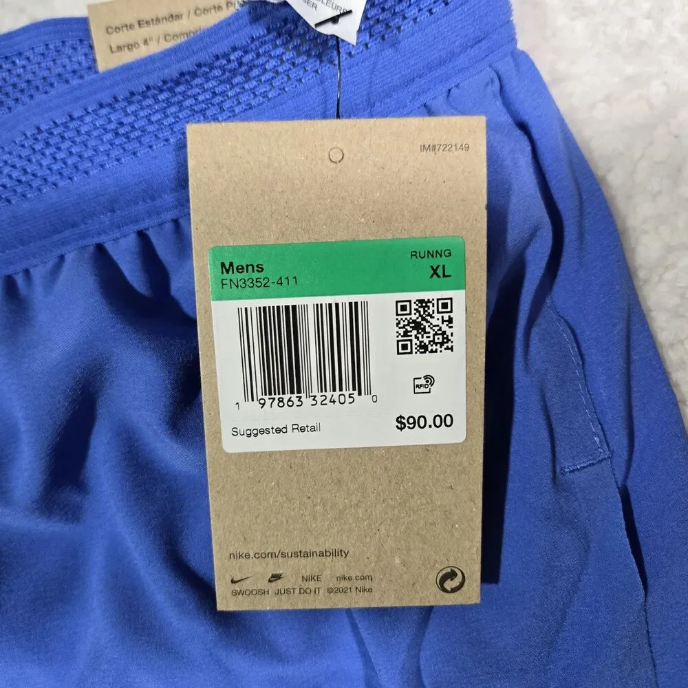 $90 Nike Running Shorts Dri-FIT ADV AeroSwift 4'' Blue FN3352-411 Mens XL Lined
